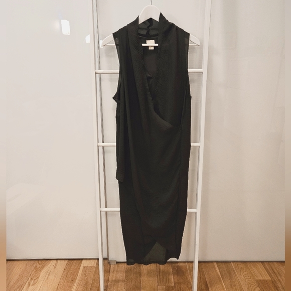 Dark grey chiffon sleeveless dress S - Picture 1 of 4